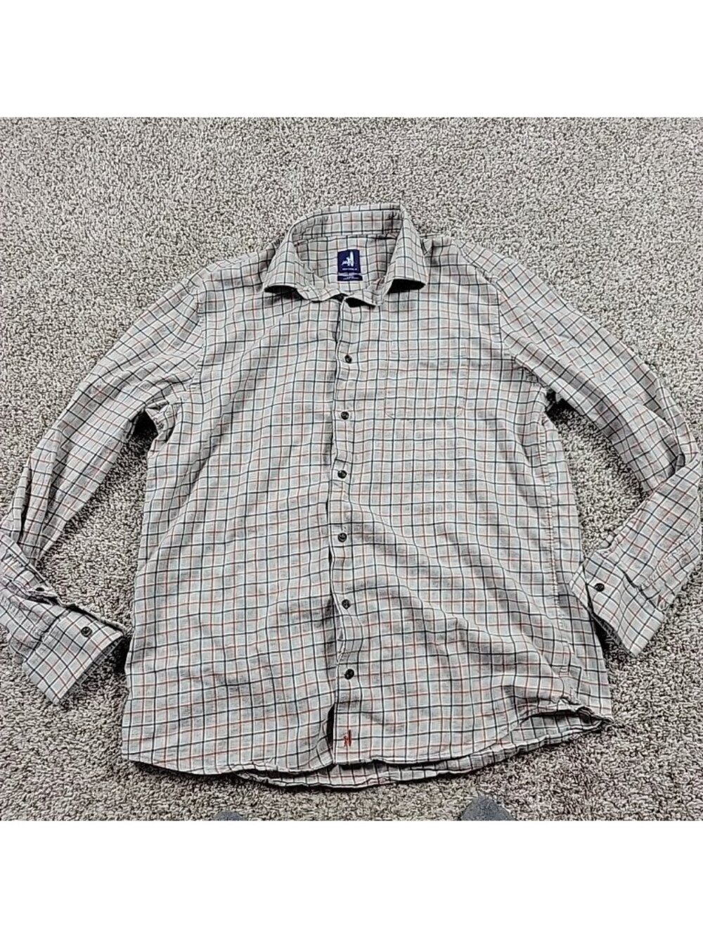 Johnnie O Shirt Mens Large Gray Plaid Long Sleeve Button Up Check